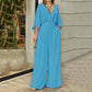 Elegant jumpsuit med V-hals og brede ben
